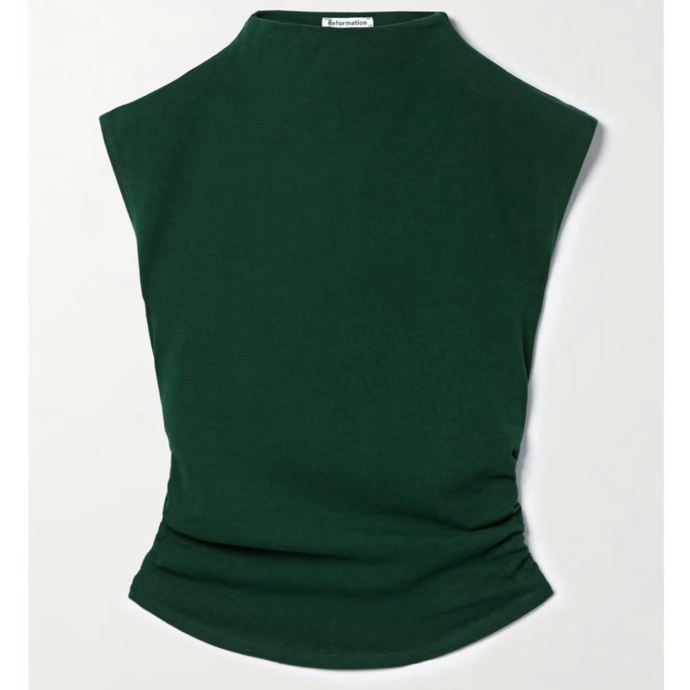 Reformation Green Lindy Mock Neck Tank Top